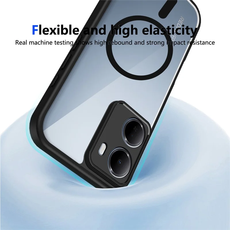 For Xiaomi Redmi 15a 5G Magnetic Case Transparent PC + TPU Shockproof Skin-friendly Phone Cover - Black