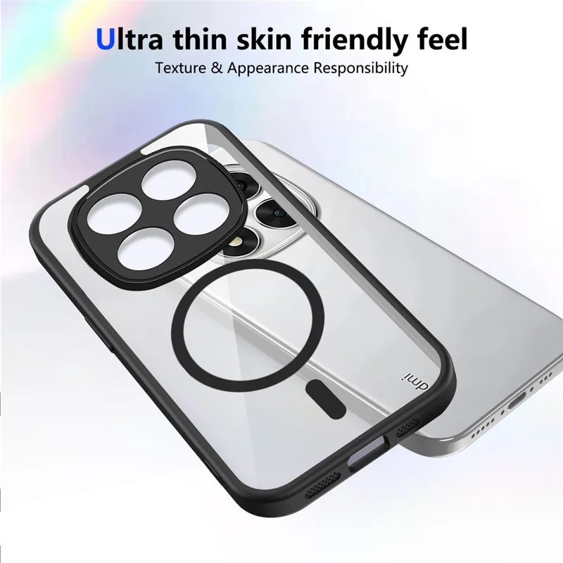 For Xiaomi Redmi Note 15 Pro+ 5G (Global) Magnetic Case Transparent PC + TPU Shockproof Skin-friendly Phone Cover - Black
