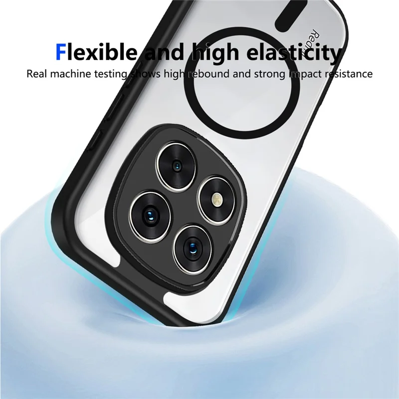 For Xiaomi Redmi Note 15 Pro+ 5G (Global) Magnetic Case Transparent PC + TPU Shockproof Skin-friendly Phone Cover - Black
