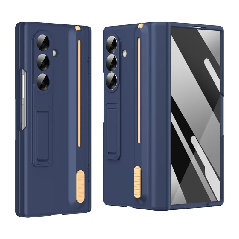 Cover per Samsung Galaxy Z Fold8 con Supporto, Protezione per Cardini, Cover in PC con Pellicola Protettiva e Penna Stilo Telescopica - Zaffiro