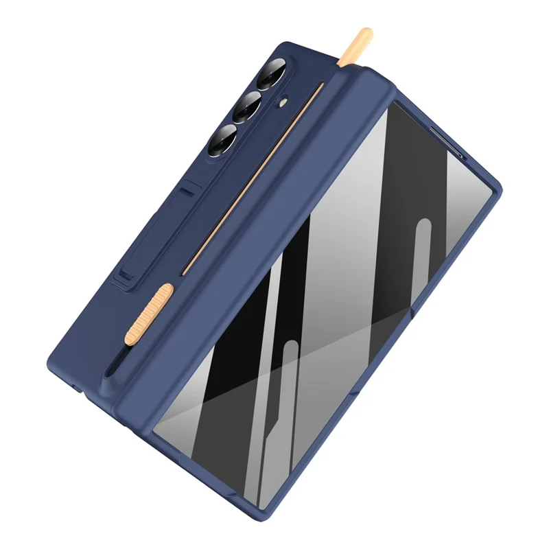 Cover per Samsung Galaxy Z Fold8 con Supporto, Protezione per Cardini, Cover in PC con Pellicola Protettiva e Penna Stilo Telescopica - Zaffiro
