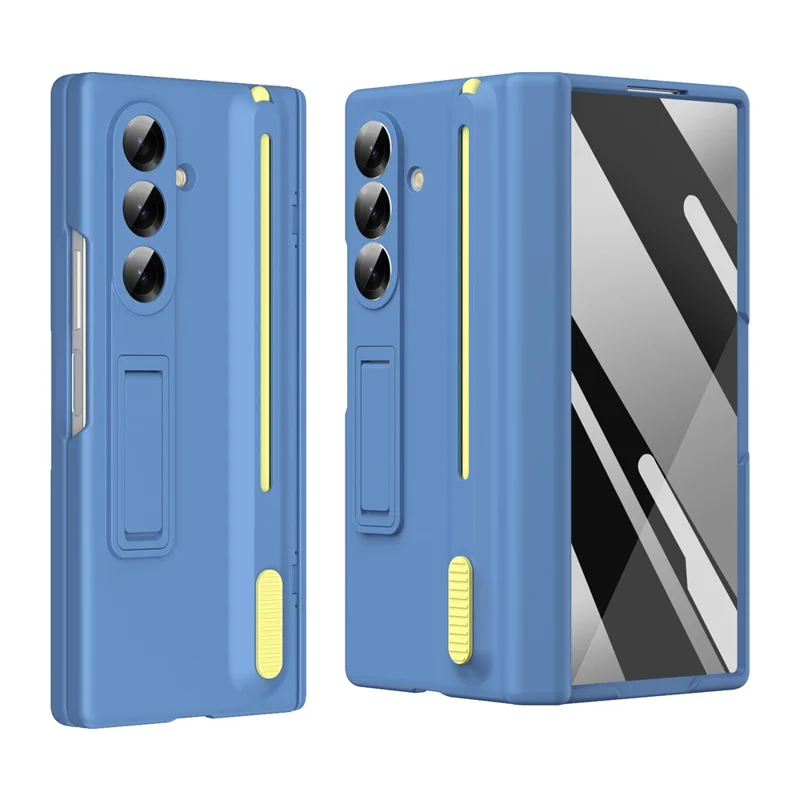 For Samsung Galaxy Z Fold8 Kickstand Phone Case with Tempered Glass Screen Protector and Stylus Pen - Sky Blue