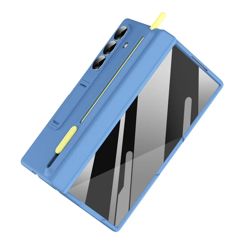 For Samsung Galaxy Z Fold8 Kickstand Phone Case with Tempered Glass Screen Protector and Stylus Pen - Sky Blue