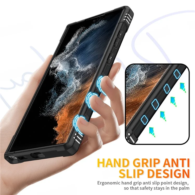 Per Samsung Galaxy S23 Ultra Ring Car Mount Kickstand Phone Case Collision Resistant Hard PC Soft TPU Hybrid Military-Grade Shockproof Cover - Nero