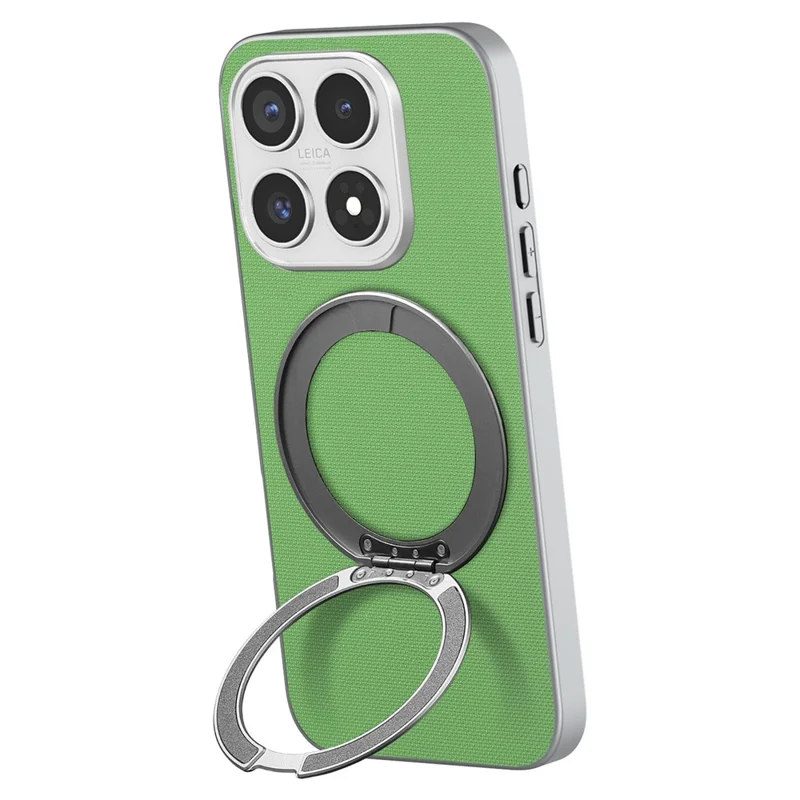 For Xiaomi 17 Magnetic Case Ring Kickstand Fine Grid Texture Leather + PC + TPU Phone Cover - Green