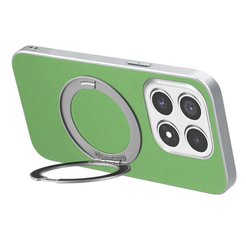 For Xiaomi 17 Magnetic Case Ring Kickstand Fine Grid Texture Leather + PC + TPU Phone Cover - Green