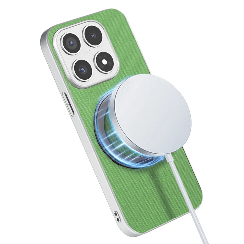 For Xiaomi 17 Magnetic Case Ring Kickstand Fine Grid Texture Leather + PC + TPU Phone Cover - Green