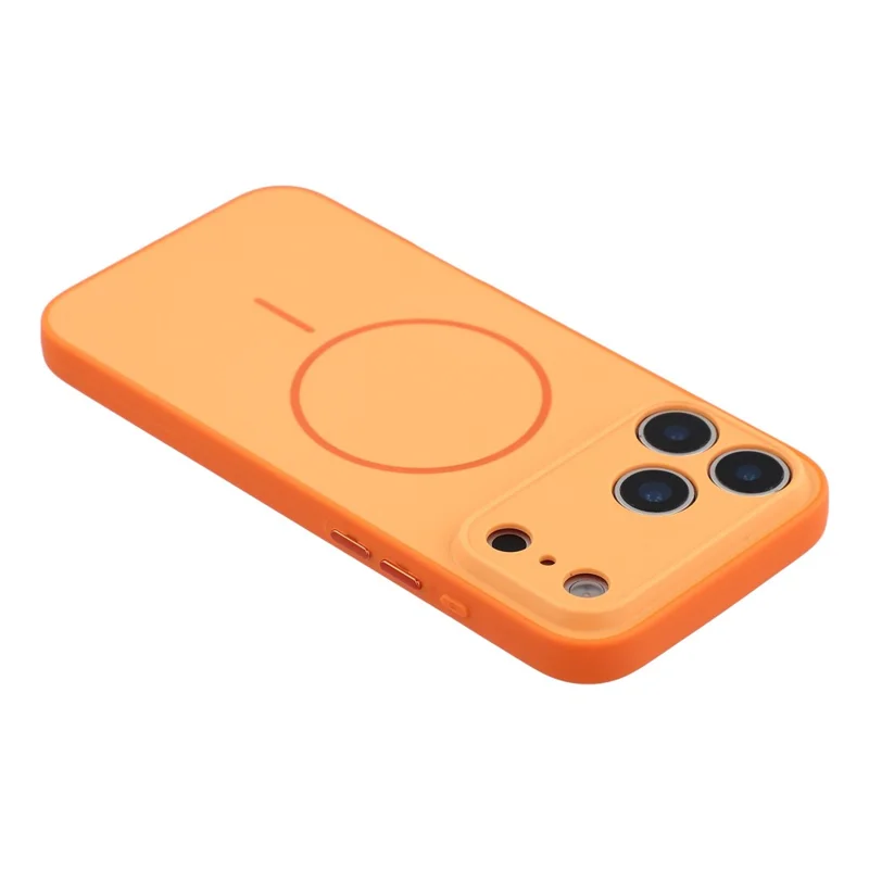 For iPhone 17 Pro Max Magnetic Case TPU + PC Shockproof Phone Cover with Electroplated Buttons - Orange