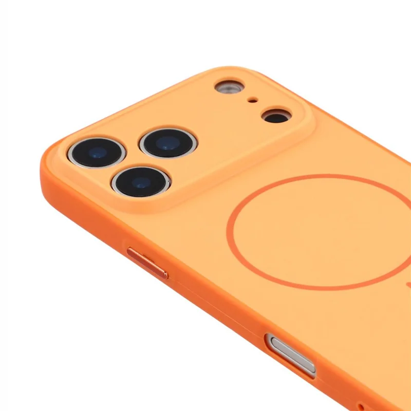 For iPhone 17 Pro Max Magnetic Case TPU + PC Shockproof Phone Cover with Electroplated Buttons - Orange