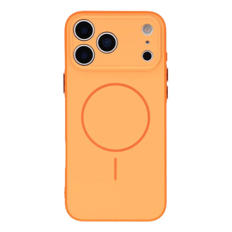 For iPhone 17 Pro Magnetic Case TPU + PC Shockproof Phone Cover with Electroplated Buttons - Orange