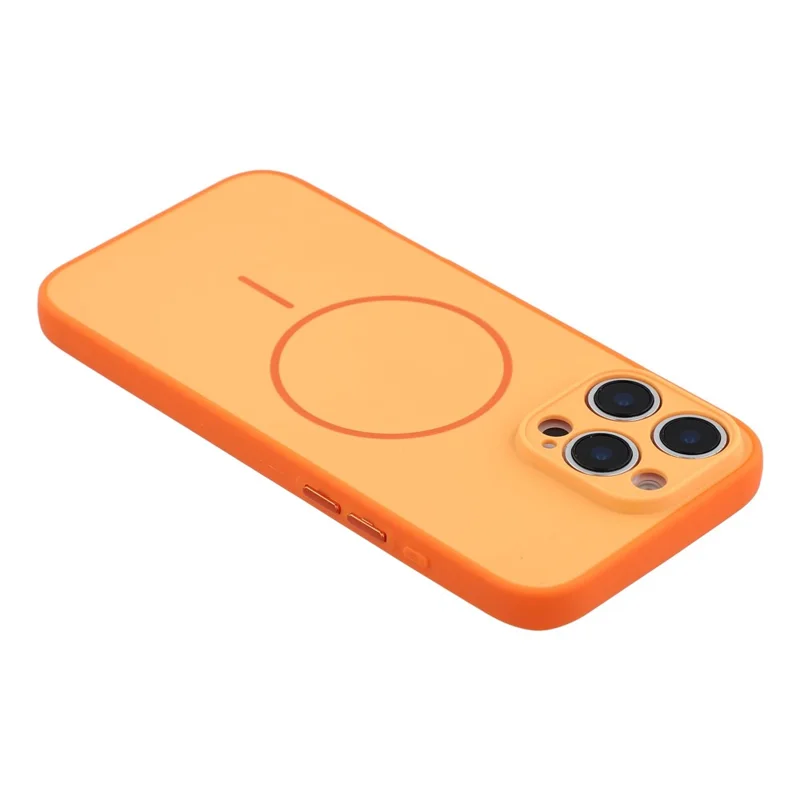 For iPhone 16 Pro Magnetic Case TPU + PC Shockproof Phone Cover with Electroplated Buttons - Orange