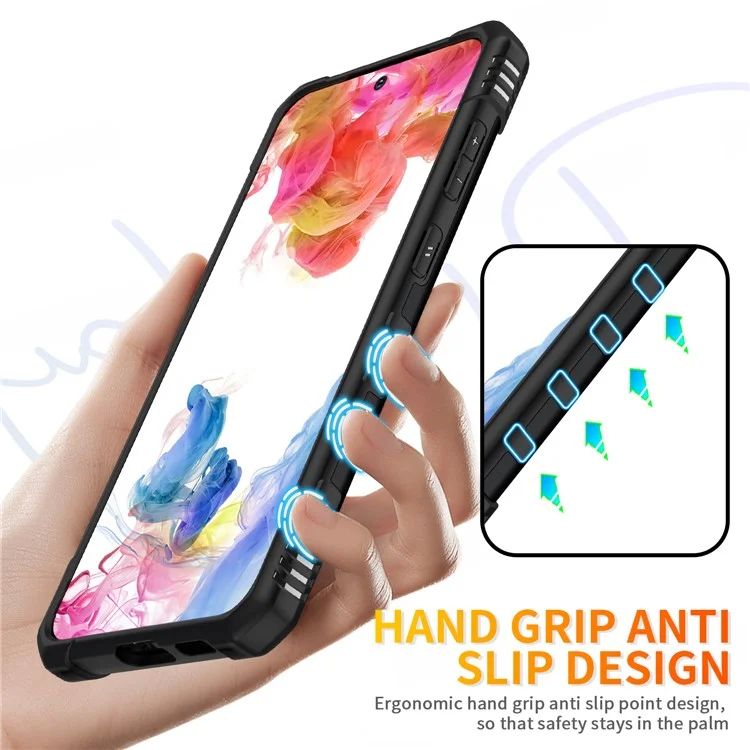 For Samsung Galaxy S23 Scratch Proof Ring Car Mount Kickstand Phone Case Hard PC Soft TPU Hybrid Military-Grade Shockproof Cover - Black