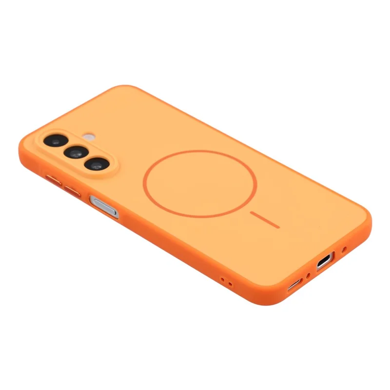 For Samsung Galaxy A16 4G / A16 5G Magnetic Case TPU + PC Shockproof Phone Cover with Electroplated Buttons - Orange