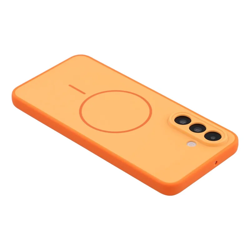 For Samsung Galaxy A16 4G / A16 5G Magnetic Case TPU + PC Shockproof Phone Cover with Electroplated Buttons - Orange