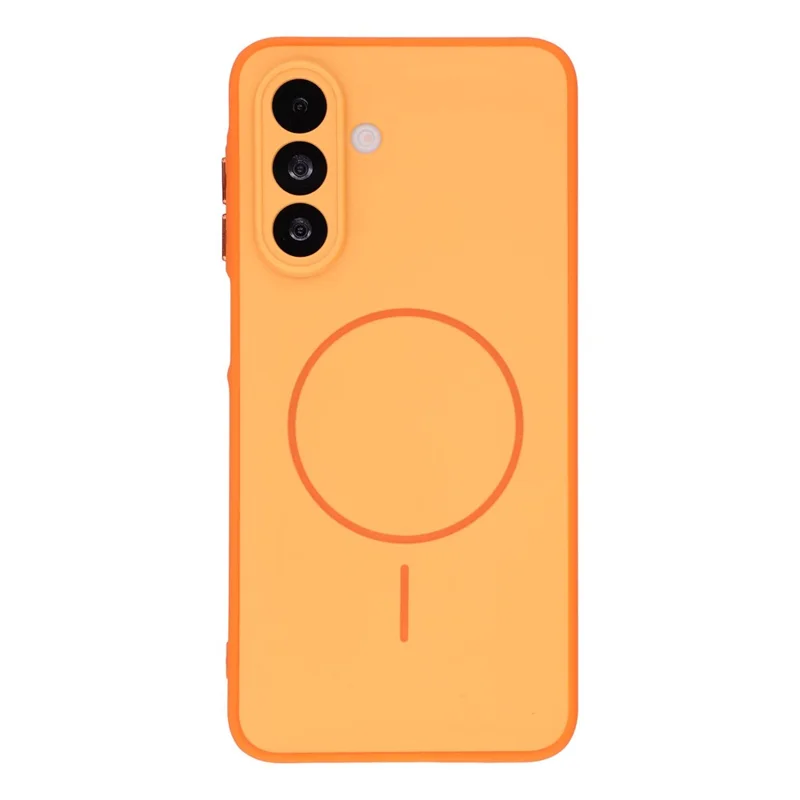 For Samsung Galaxy A26 5G Magnetic Case TPU + PC Shockproof Phone Cover with Electroplated Buttons - Orange