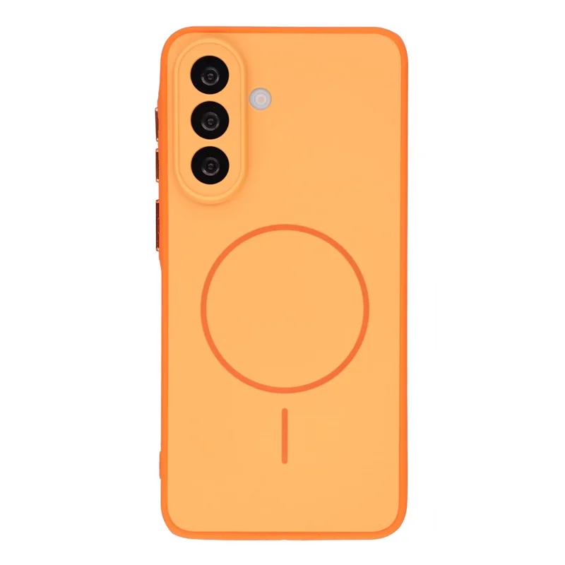 For Samsung Galaxy A56 5G Magnetic Case TPU + PC Shockproof Phone Cover with Electroplated Buttons - Orange