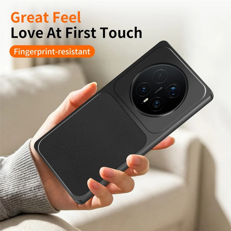WANLONFENG XYP Series for Honor Magic8 Pro 5G Case Lambskin Texture Shockproof PC TPU Hybrid Protective Cover with 2Pcs Tempered Glass Film - Black