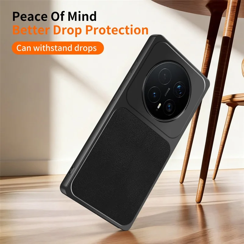 WANLONFENG XYP Series for Honor Magic8 Pro 5G Case Lambskin Texture Shockproof PC TPU Hybrid Protective Cover with 2Pcs Tempered Glass Film - Black