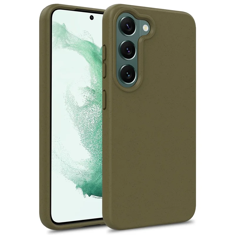 For Samsung Galaxy S22 5G Biodegradable Wheat Straw+TPU Cell Phone Shell Anti-fall Matte Mobile Phone Case - Blackish Green