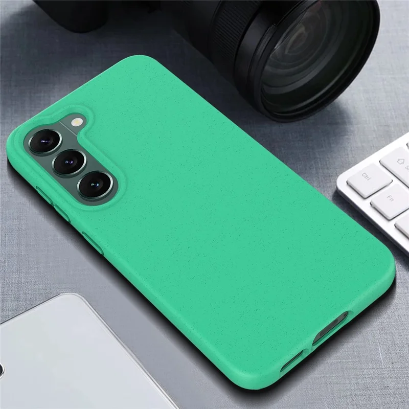For Samsung Galaxy S22 5G Biodegradable Wheat Straw+TPU Cell Phone Shell Anti-fall Matte Mobile Phone Case - Blackish Green