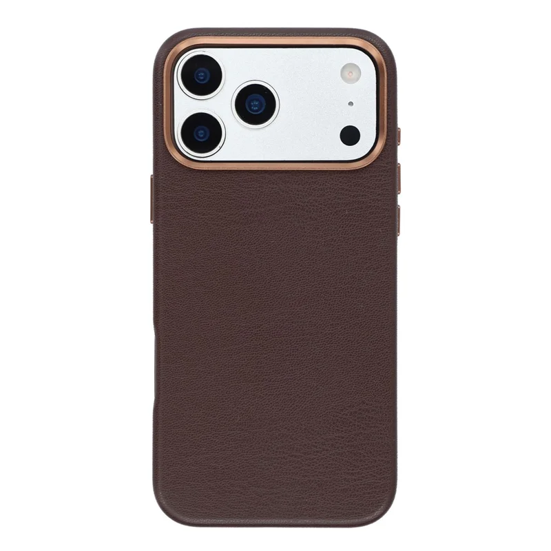 For iPhone 17 Pro Magnetic Case Eco-Friendly Bio-Based Leather Phone Back Cover GRS Certified - Dark Brown
