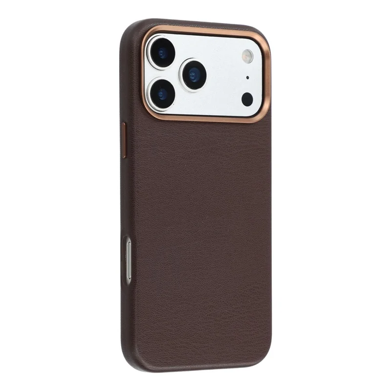 For iPhone 17 Pro Magnetic Case Eco-Friendly Bio-Based Leather Phone Back Cover GRS Certified - Dark Brown