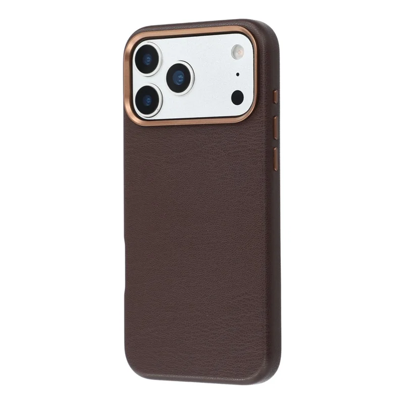 For iPhone 17 Pro Magnetic Case Eco-Friendly Bio-Based Leather Phone Back Cover GRS Certified - Dark Brown