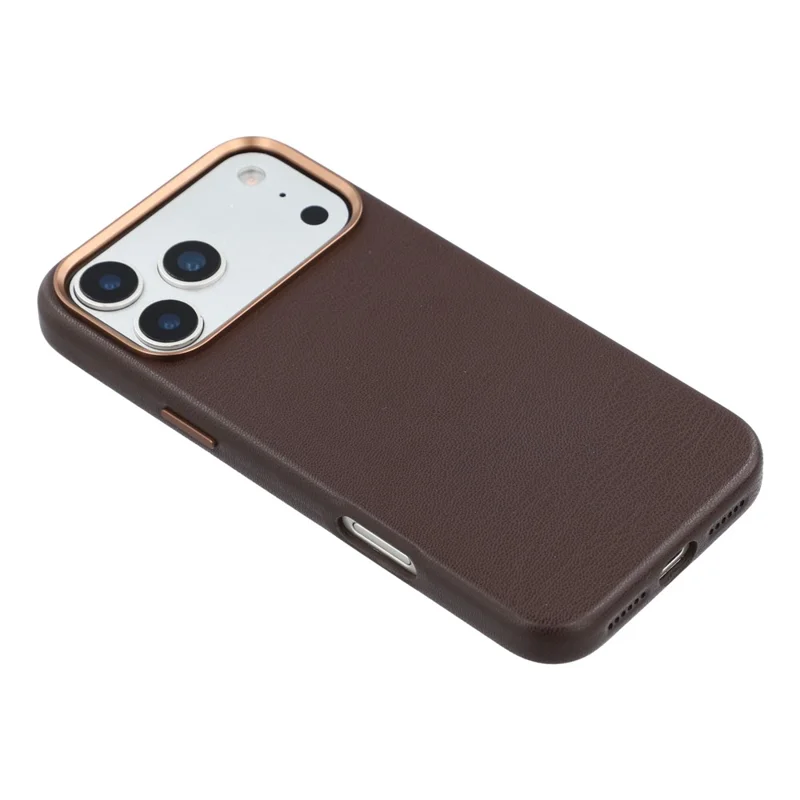 For iPhone 17 Pro Magnetic Case Eco-Friendly Bio-Based Leather Phone Back Cover GRS Certified - Dark Brown