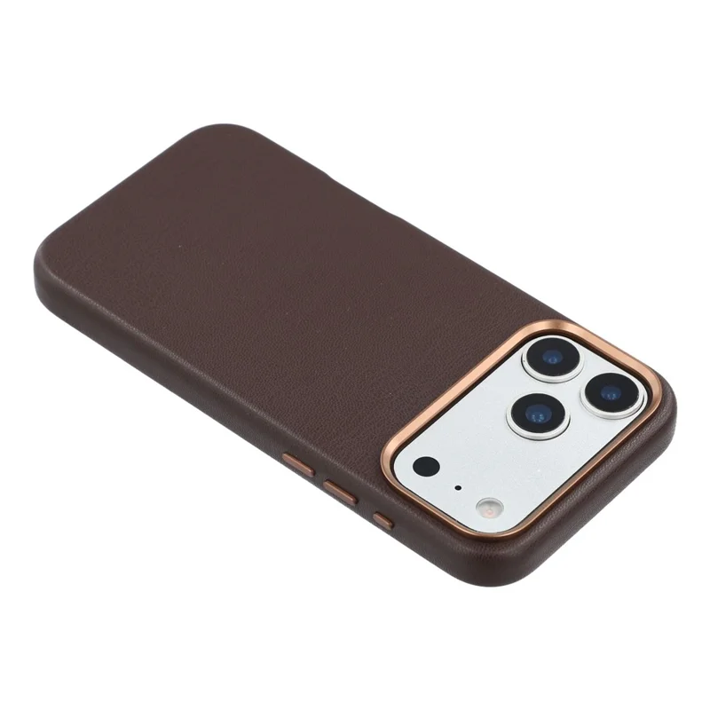 For iPhone 17 Pro Magnetic Case Eco-Friendly Bio-Based Leather Phone Back Cover GRS Certified - Dark Brown