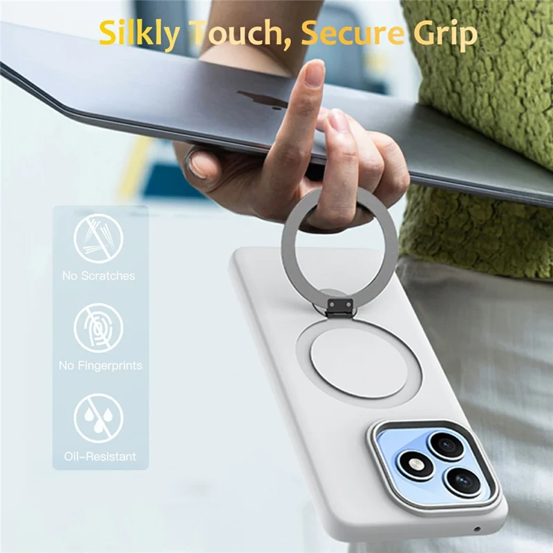 Magnetic Case For Honor X5c 4G / X5c Plus 4G / X5d 4G / X5d Plus 4G / Play10A 4G Rotating Ring Kickstand TPU + PC Back Cover - White
