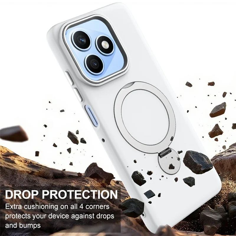 Magnetic Case For Honor X5c 4G / X5c Plus 4G / X5d 4G / X5d Plus 4G / Play10A 4G Rotating Ring Kickstand TPU + PC Back Cover - White