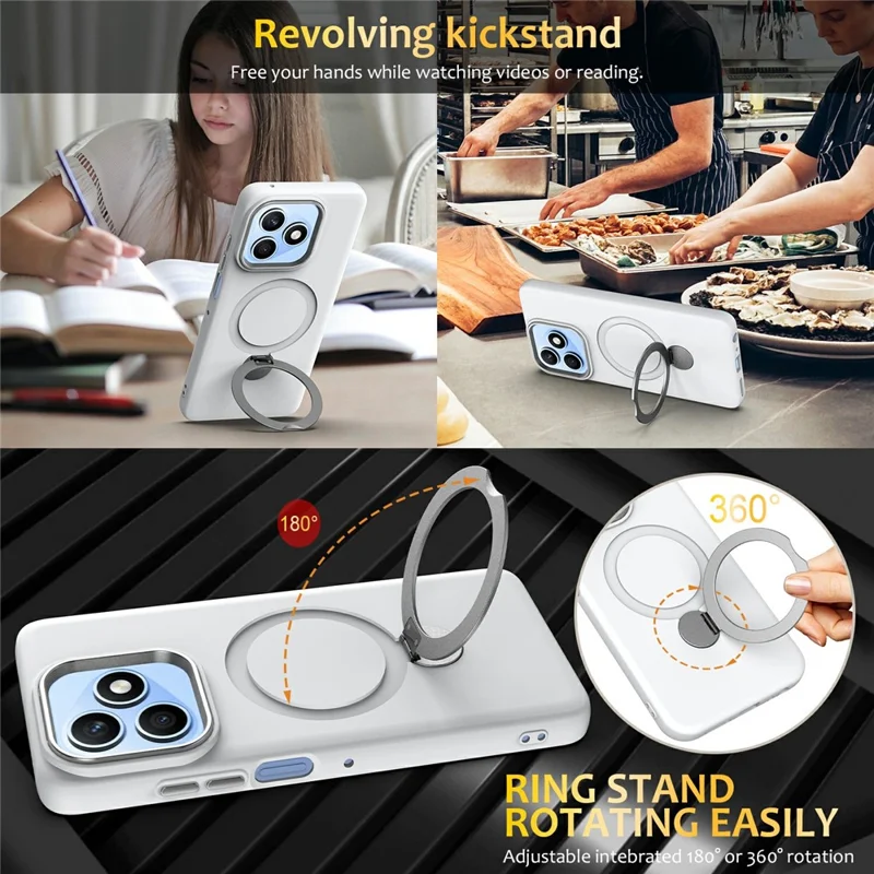 Magnetic Case For Honor X5c 4G / X5c Plus 4G / X5d 4G / X5d Plus 4G / Play10A 4G Rotating Ring Kickstand TPU + PC Back Cover - White