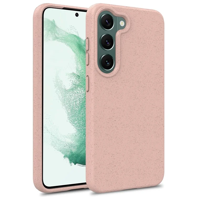 For Samsung Galaxy S23 Biodegradable Wheat Straw+TPU Cell Phone Shell Bump Proof Matte Mobile Phone Case - Pink
