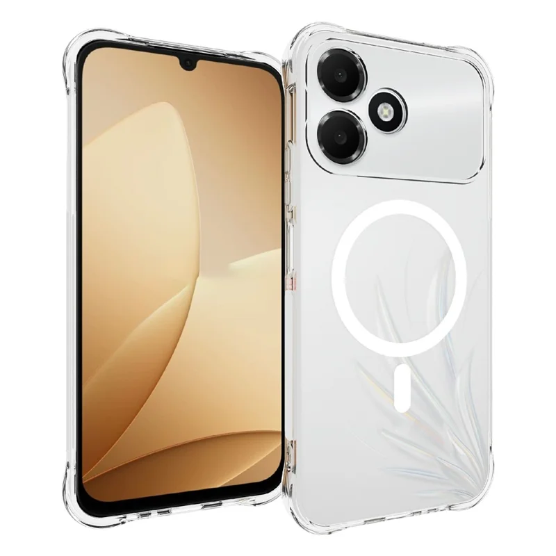 For Oppo A6c 4G Magnetic Case TPU Anti-drop Phone Back Cover - Transparent