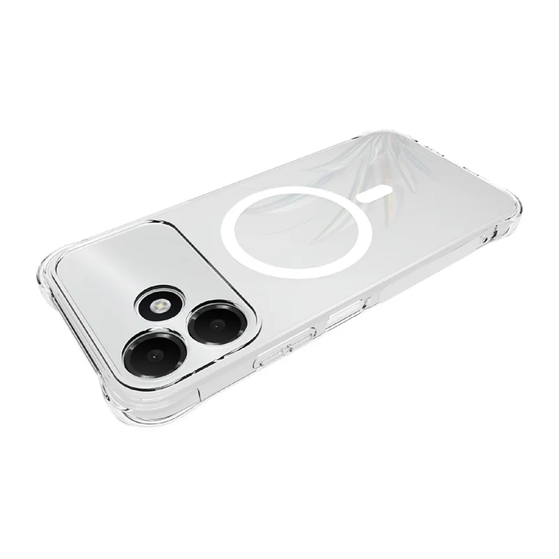 For Oppo A6c 4G Magnetic Case TPU Anti-drop Phone Back Cover - Transparent