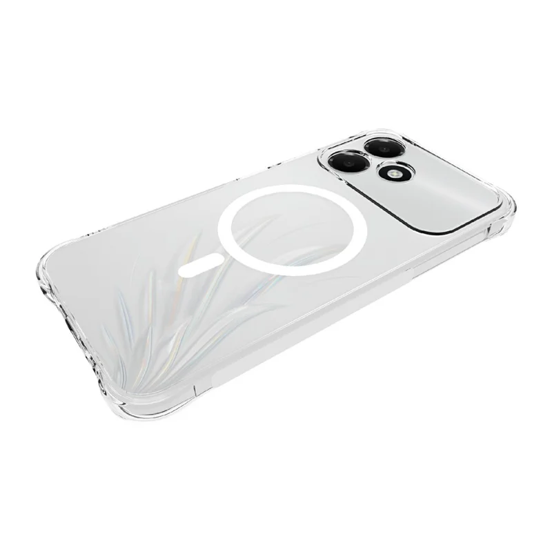 For Oppo A6c 4G Magnetic Case TPU Anti-drop Phone Back Cover - Transparent