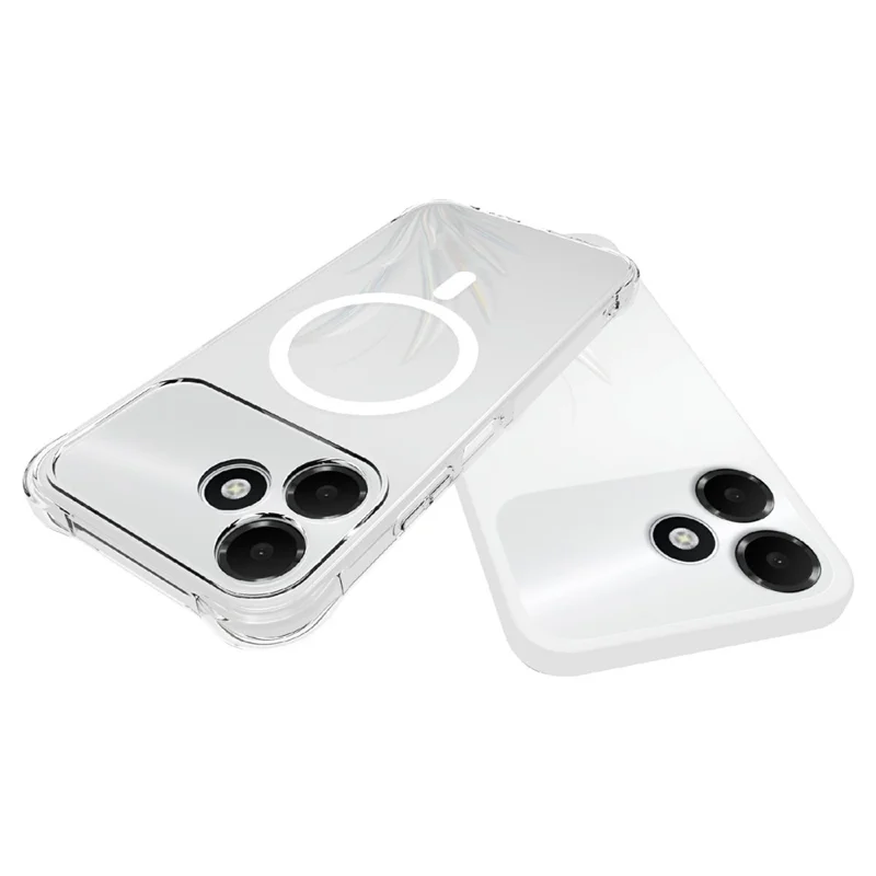For Oppo A6c 4G Magnetic Case TPU Anti-drop Phone Back Cover - Transparent