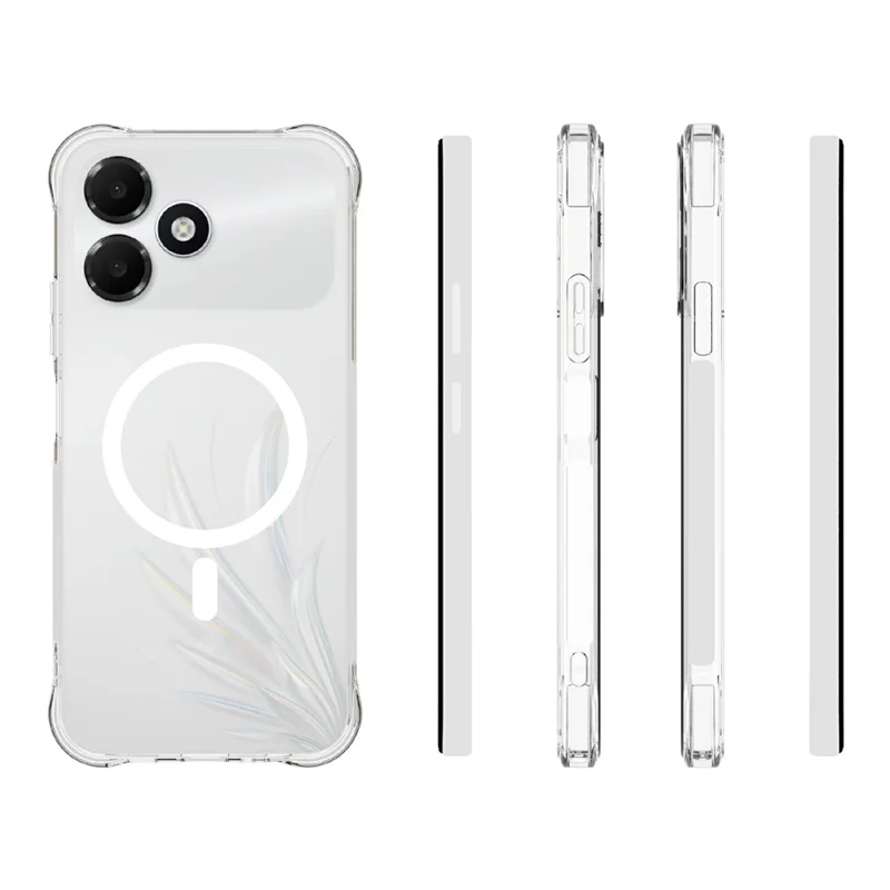 For Oppo A6c 4G Magnetic Case TPU Anti-drop Phone Back Cover - Transparent