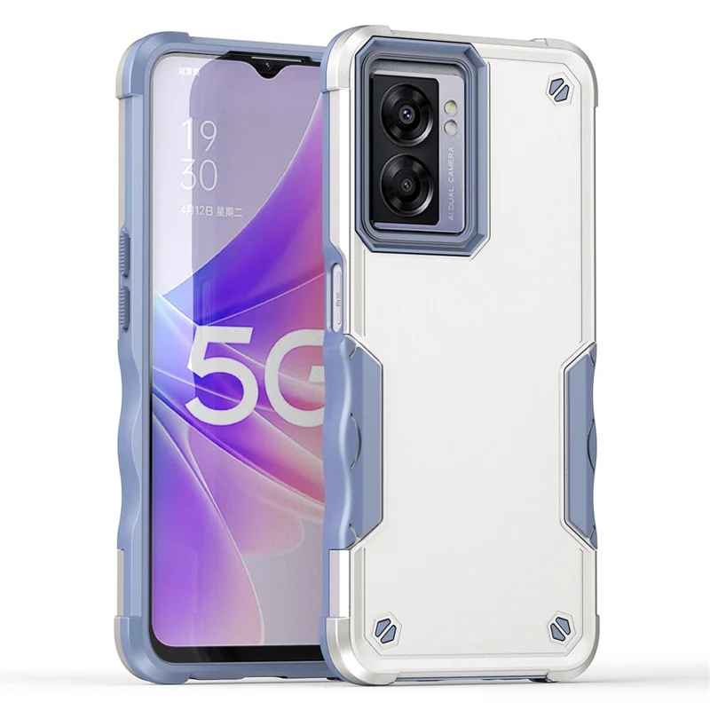 For Oppo A57 4G / A57s 4G / A57e 4G / A77 5G / A57 (2022) 5G / Realme Q5i / V23 5G / OnePlus Nord N20 SE 4G / Nord N300 5G Hard PC Soft TPU Shockproof Case Anti-slip Grip Phone Cover - White
