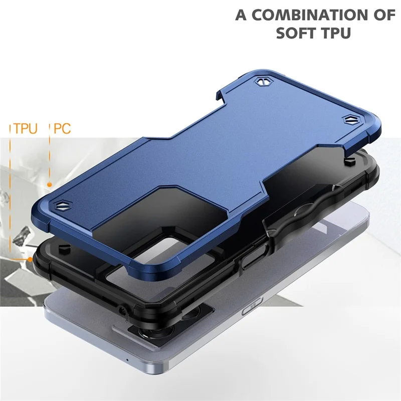 For Oppo A57 4G / A57s 4G / A57e 4G / A77 5G / A57 (2022) 5G / Realme Q5i / V23 5G / OnePlus Nord N20 SE 4G / Nord N300 5G Hard PC Soft TPU Shockproof Case Anti-slip Grip Phone Cover - White