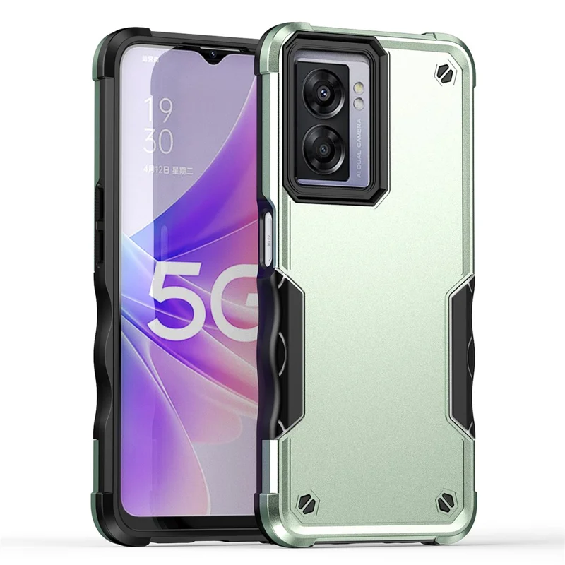 For Oppo A57 4G / A57s 4G / A57e 4G / A77 5G / A57 (2022) 5G / Realme Q5i / V23 5G / OnePlus Nord N20 SE 4G / Nord N300 5G Hard PC Soft TPU Shockproof Case Anti-slip Grip Phone Cover - Green