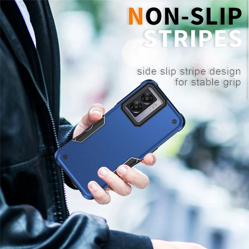 For Oppo A57 4G / A57s 4G / A57e 4G / A77 5G / A57 (2022) 5G / Realme Q5i / V23 5G / OnePlus Nord N20 SE 4G / Nord N300 5G Hard PC Soft TPU Shockproof Case Anti-slip Grip Phone Cover - Green