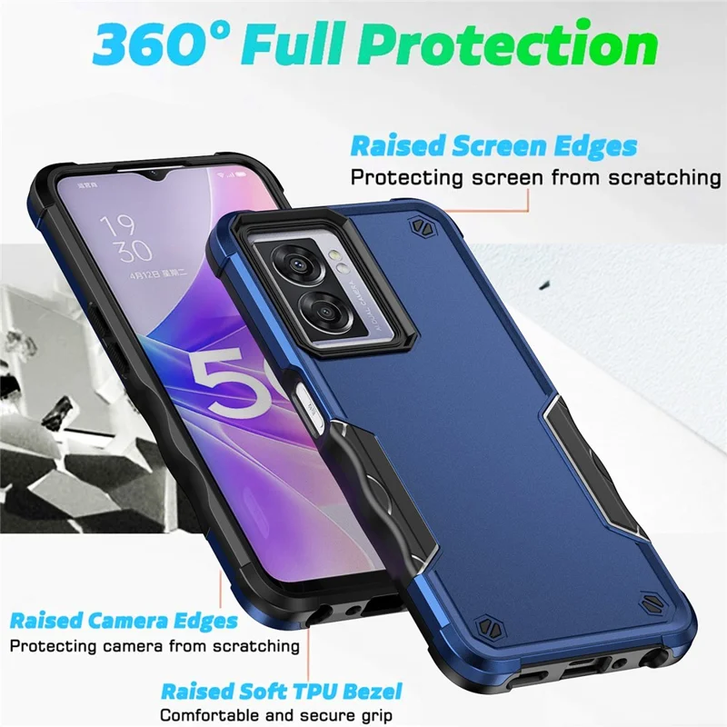 For Oppo A57 4G / A57s 4G / A57e 4G / A77 5G / A57 (2022) 5G / Realme Q5i / V23 5G / OnePlus Nord N20 SE 4G / Nord N300 5G Hard PC Soft TPU Shockproof Case Anti-slip Grip Phone Cover - Green
