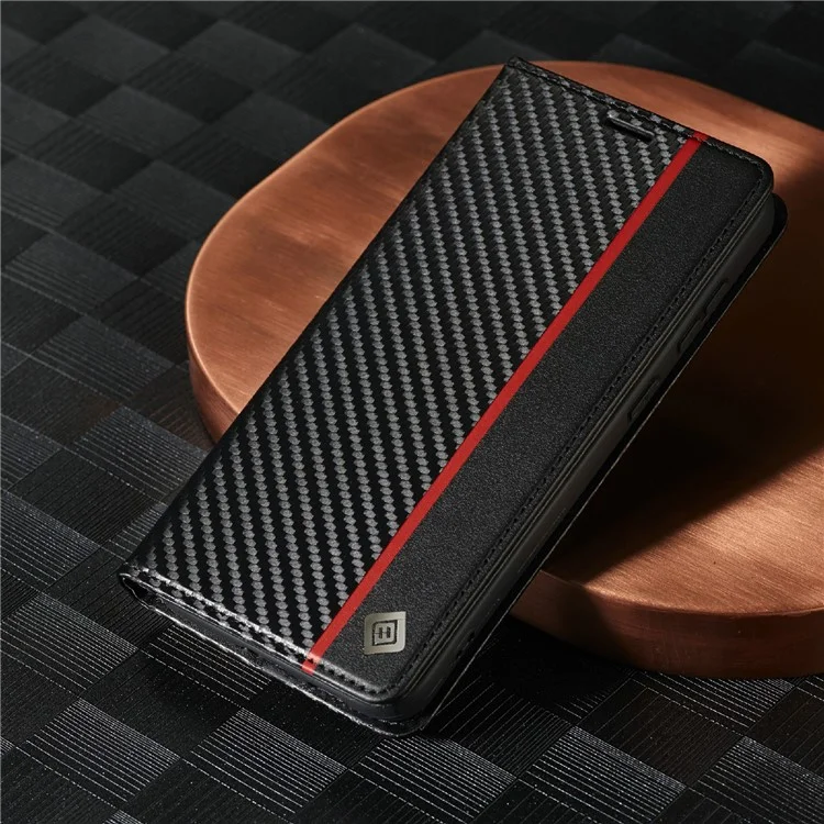 LC.IMEEKE pour Samsung Galaxy S23+ Housse de téléphone portefeuille en cuir PU à texture de fibre de carbone - Protection complète avec support - Rayure verticale