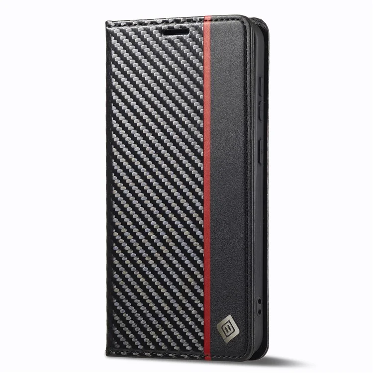 LC.IMEEKE pour Samsung Galaxy S23+ Housse de téléphone portefeuille en cuir PU à texture de fibre de carbone - Protection complète avec support - Rayure verticale