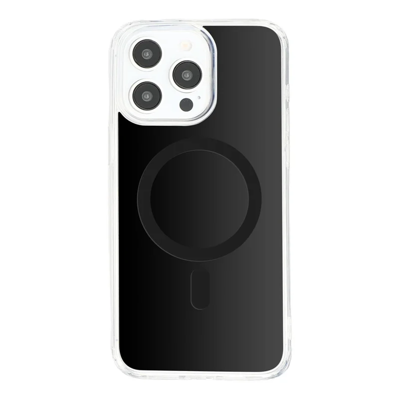 Capa Magnética para iPhone 15 Pro Max com PC + TPU, Capa Protetora Resistente a Quedas - Preto