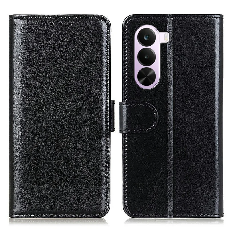 Funda para OnePlus Nord CE6 Lite 5G, Funda con Textura de Cuero de Caballo Loco PU con Soporte - Negro