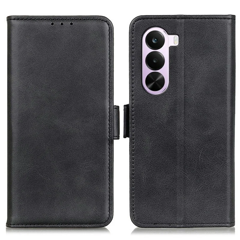 Funda de Teléfono de Cuero PU con Textura de Cuero Vacuno para OnePlus Nord CE6 Lite 5G, con Soporte y Cartera - Negro