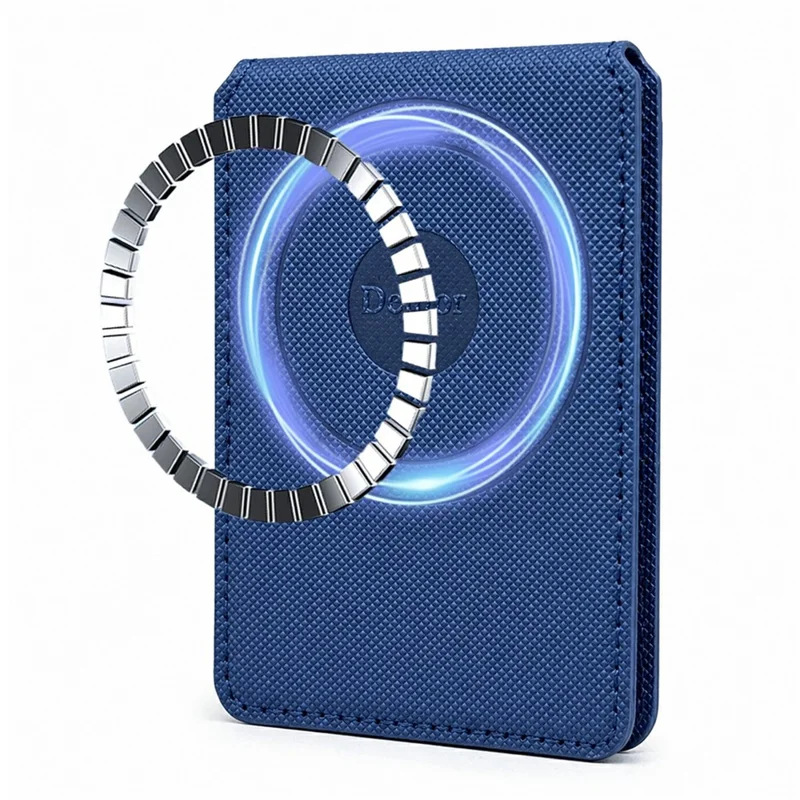 DENIOR V27 Magnetisk Kortlomme til iPhone 17e / Air / 17 / 17 Pro / 17 Pro Max / 16e / 16 Pro Max / 16 Pro / 16 Plus / 16 Foldbar Holder - Blå