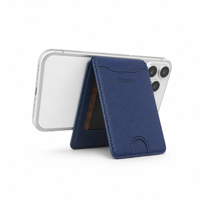 DENIOR V27 Magnetisk Kortlomme til iPhone 17e / Air / 17 / 17 Pro / 17 Pro Max / 16e / 16 Pro Max / 16 Pro / 16 Plus / 16 Foldbar Holder - Blå